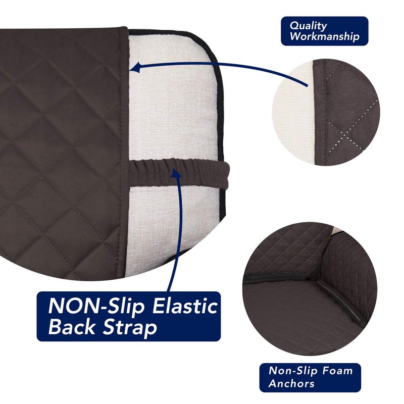 PureFit Reversible Quilted Sofa Cover, Water Resistant Slipcover Furniture Protector, Washable Couch Cover with Non Slip Foam and Elastic Straps for Kids, Pets (X Large, Chocolate/Chocolate) - Image 3